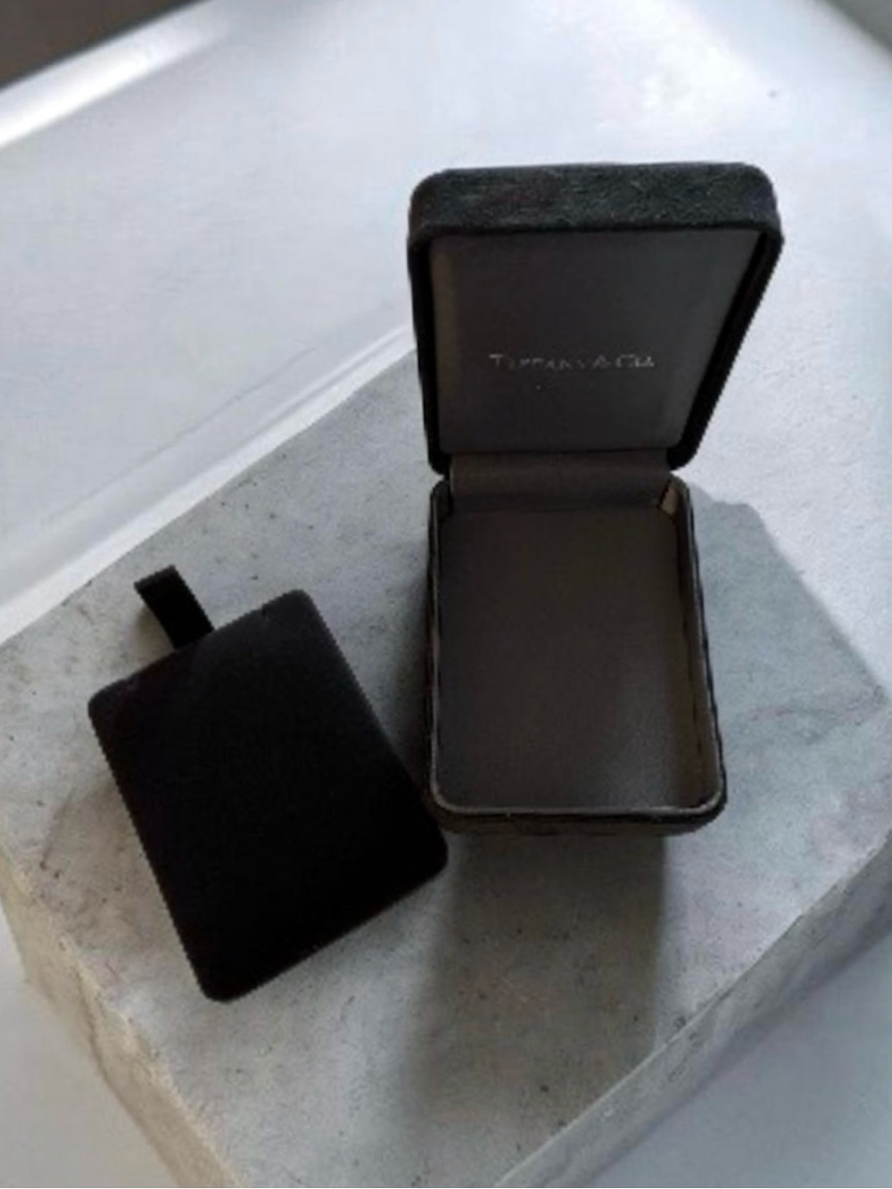 Tiffany & Co. Black Velvet Jewelry Box with Pouch